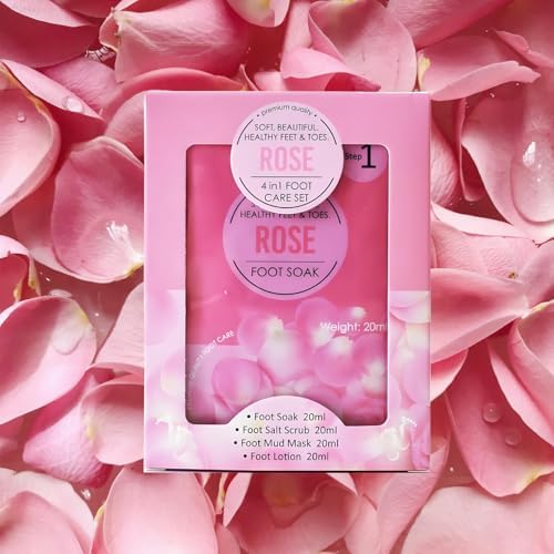Rose Jelly Pedicure Kit Foot Soak Set - Foot Spa Soak Salt Scrub Intensive Softening Exfoliating Moisturizing, Mud Mask, Urea Cream Lotion for Women and Men, Spa Gift for Pedicure - Image 7