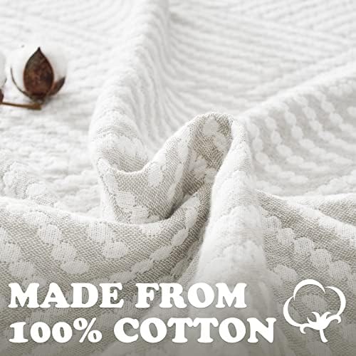jinchan 100% Cotton Muslin Blanket Twin Boho Throw Blanket 60x80 Stone Gray - Image 3