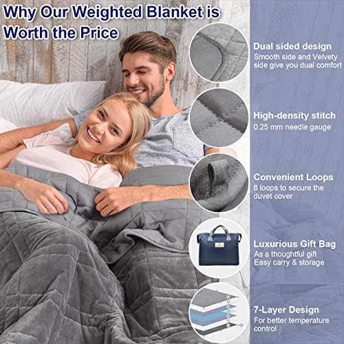 OMYSTYLE 25lb Weighted Blanket Queen Size for Adult(80''x87'', Double-Sided), Warm Short Plush and Cool Tencel Fabric Reversible Weighted Blanket for Adult - Carry Bag Included - Image 6