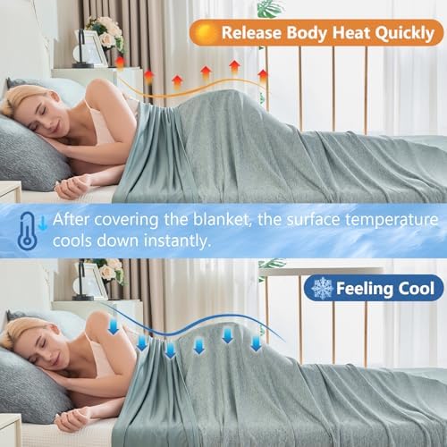 CHOSHOME Cooling Blanket for Hot Sleepers - Summer Blanket Thin Soft Lightweight Breathable Double Side Enhanced Cooling for Hot Flashes, Night Sweats, Bed, Couch (Green, 50 x 70 inches) - Image 4
