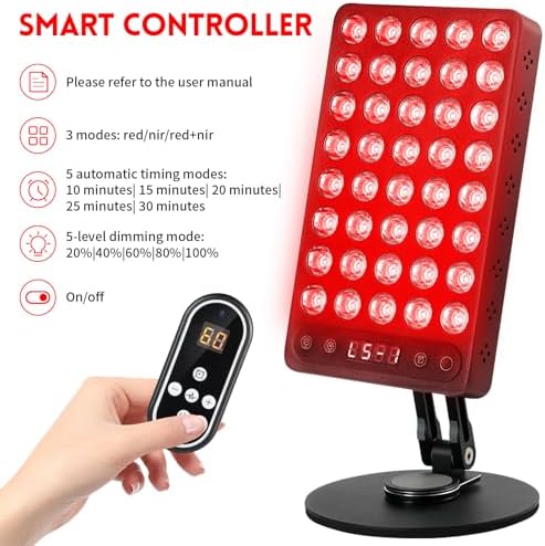 Red Light Therapy, 40 LEDs 660nm Red 850nm Near Infrared Light with Timer, High Power Panel Lamp Device for Body, Skin, Face, Recovery, Improve Sleep (Black) - Image 3