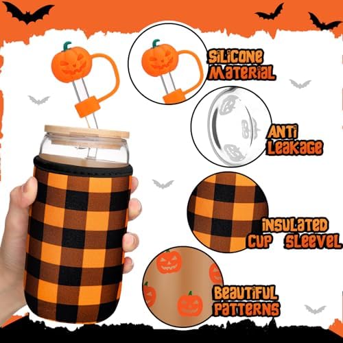 Blushtier 3 Pcs Halloween Pumpkin Gifts Sets Tumbler Cup Sleeve Gifts Box - Image 4