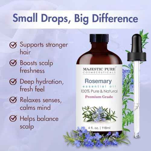 Majestic Pure Essential Oil with Glass Dropper - 100% Pure and Natural - Essential Oils for Diffuser, Aromatherapy, Soap and Candle Making, Rosemary Essential Oil, Rosemary Oil, 4 Fl Oz - Image 3