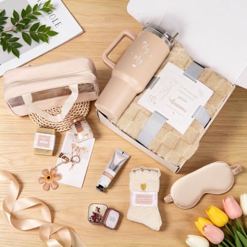 Birthday Gift for Women, Self Care Spa Gift Basket with Blanket for Mom Her - Image 7