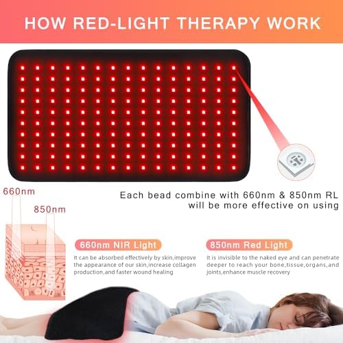 bonodave Red Light Therapy for Body, 19.8" x 12" Infrared Light Therapy Pad XL Large Red Infrared Heating Therapy Wrap Pad Belt for Back Shoulder Leg Relief Home Office Use, Ideal Gift - Image 5