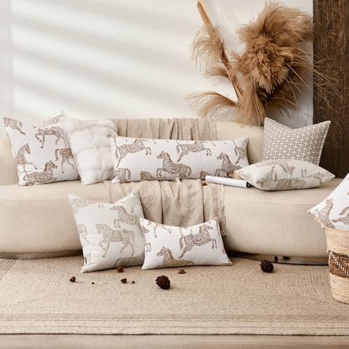 Lumbar Pillow Covers 12x20 inches, Double Sided Orange Horse Pattern Jacquard Embroidery Pillow Cover, Luxury Throw Pillow Cushion Cover for Sofa Bed Decor - Image 6