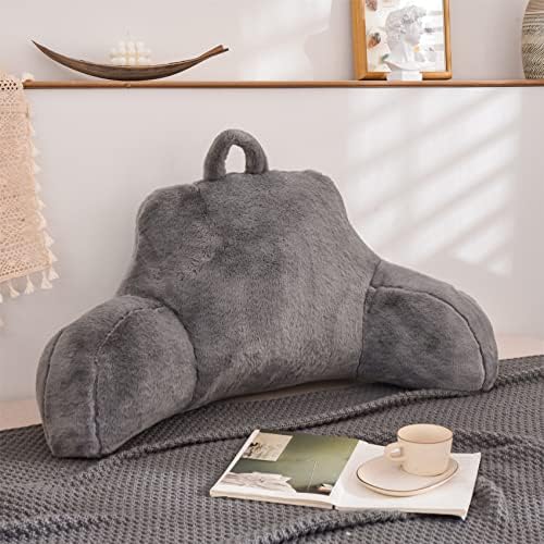Aimuan Reading Pillow Bed Rest Wedge Large Adult Backrest Pillow with Arms Back Support for Sitting Up in Bed Cushion Incline Rest Sleeping Snoring Pillow, Grey Large by AIMUAN