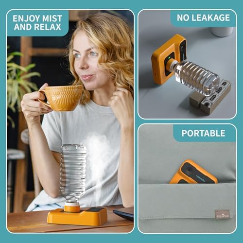 Travel Humidifier, Portable Small Humidifier for Plants, Bedroom, Office, Hotel or Car, Battery Operated Mini Cool Mist Humidifiers, Quiet 23dB, Auto-off, Night Light & BPA-Free, Orange - Image 5