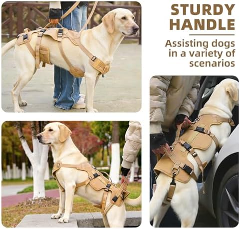 PUPTECK Dog Lift Harness for Medium Large Sized Dog, Rehabilitation Sling for Hind Leg Support, Multifunctional Mobility Assistance Harness for Old, Disabled, Joint Injuries, Paralysis Dogs, Brown M - Image 4
