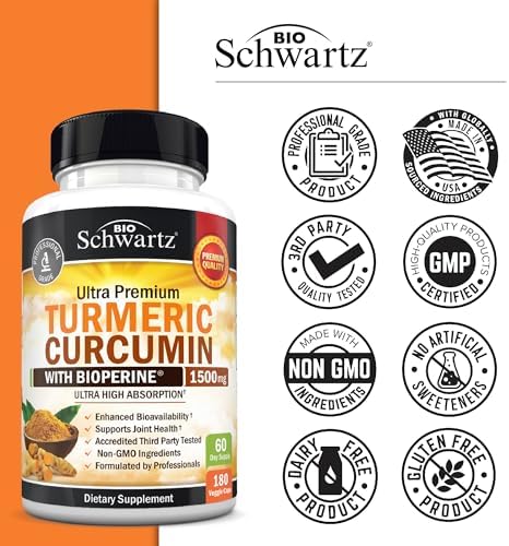 Turmeric Curcumin with Black Pepper Extract 1500mg - 180 Capsules - Image 6