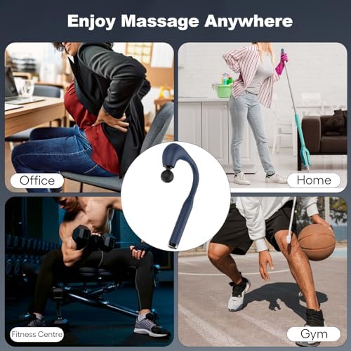 Massage Gun Deep Tissue with Extended Handle Revolutionary U-Shaped Back Massager,Body Massager for Neck,Shoulder,Leg(Dark Blue) - Image 6