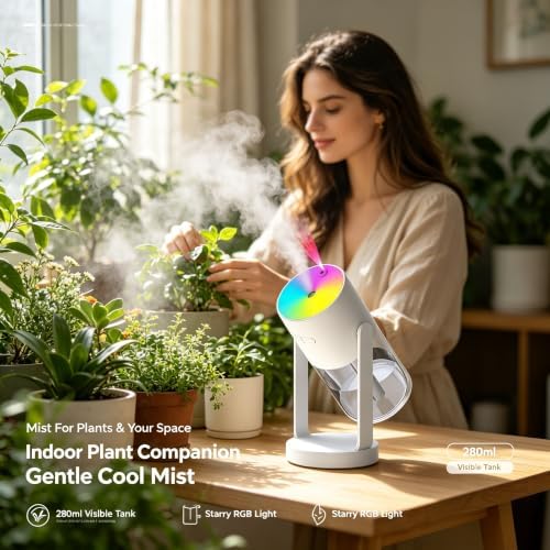 UEISODC bedroom humidifier, desktop USB humidifier, car air freshener, relieves tight skin, cough, nasal congestion, allergies and dry air，With automatic shutdown, silent operation - Image 5