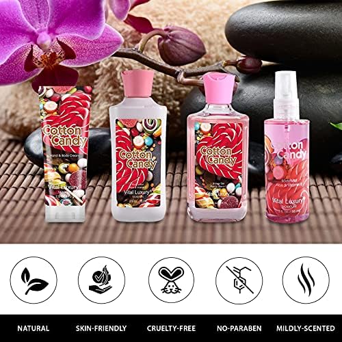 Cotton Candy Bath & Body Kit, 3 Fl Oz, Ideal Skincare Gift Home Spa Set, Includes Body Lotion, Shower Gel, Body Cream, and Fragrance Mist, Birthday Mother's Day Gifts - Image 6