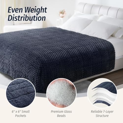 Wemore Fleece Weighted Blanket for Adults 48" x 72" 15lbs Fuzzy Blankets, Grey-Blue - Image 4