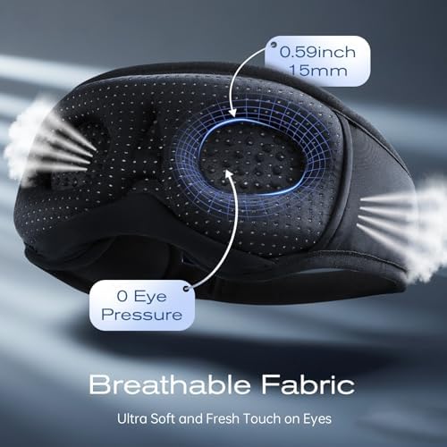 3D Sleep Mask with Bluetooth Headphones, Sleeping Headphones for Side Sleepers, Wireless Music Eye Mask with Ultra-Thin Stereo Speakers for Men, Women, Tech Gifts, Deep Green - Image 6