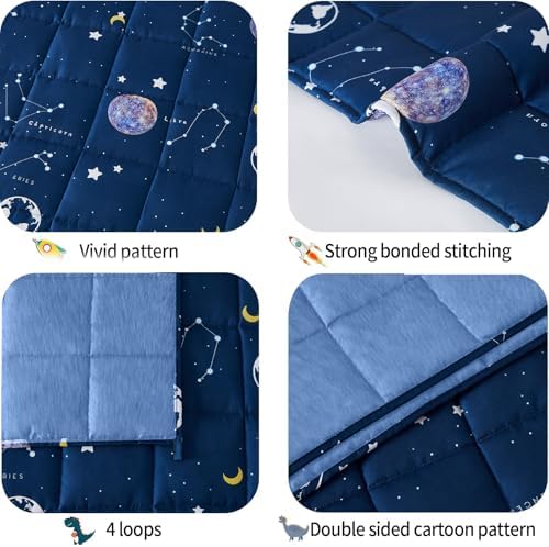 Weighted Blanket - 3 lbs Cooling Navy Starry Sky Heavy Blanket - Small Size Breathable Lap Blanket for Hot Sleepers(36"x48", 3 lbs) - Image 2