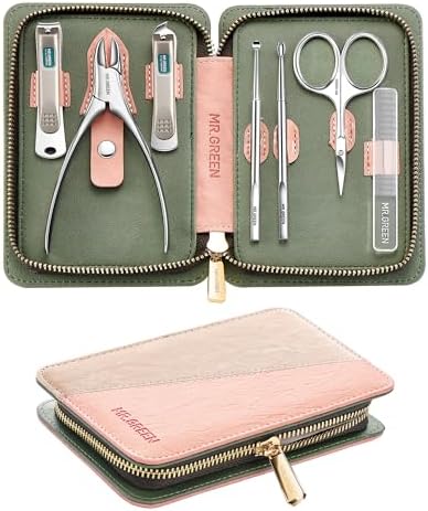 7Pcs Manicure Set, Pedicure Sets, Nail Clipper Sets，Stainless Steel Professional Nail Cutter with Travel Case by MRGREEN