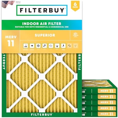 Filterbuy 14x16x1 Air Filter MERV 11 Pet & Allergy Defense (6-Pack) by Filterbuy