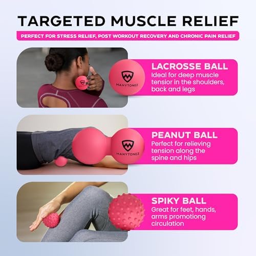 Hard Massage Ball Set - Lacrosse, Peanut, Spiky Ball (Medium Firm) with Carry Bag & eBook Guides - for Trigger Point, Muscle Physical Therapy, Myofascial Release, Deep Tissue Pressure - Image 4
