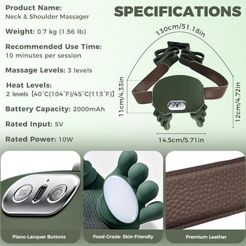 Neck Shoulder Massager with Heat, 4D Bionic Kneading Deep Tissue Relief - Image 4