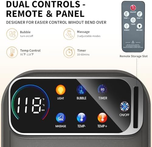 Collapsible Foot Spa Bath with Heat and Massage, Motorized Shiatsu Foot Massager Tub for Plantar Fasciitis & Stress Relief, Temp Control, Bubbles, Remote, Pedicure Spa at Home - Image 3