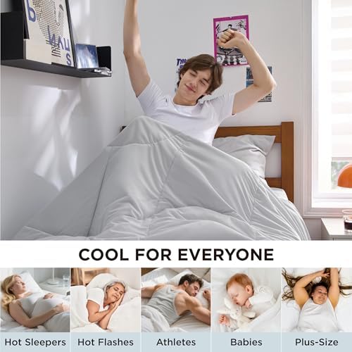 Bedsure Cooling Comforter Twin XL - Cooling Blankets for Hot Sleepers, Lightweight Comforter for Summer with Dual-Sided Cool Tech, Soft Breathable Cold Blanket for Sleeping, Grey, 68x92 Inches - Image 6