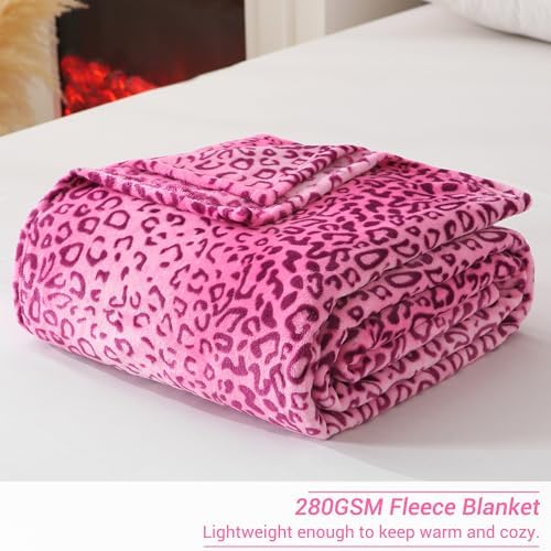 Viviland Flannel Fleece Blanket King Size 90x108 Inches, Lightweight, Super Soft Cozy Warm, Cheetah Print Pink, 100% Microfiber - Image 4