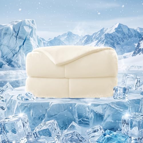 MASVIS Cooling Comforter King Size, Cooling Blanket for Hot Sleepers Lightweight Summer Blanket with Double-Sided Cold Tech Fabric,Breathable Cold Blanket,Beige,90"X108" by MASVIS