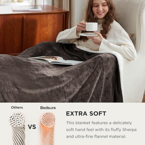 Bedsure GentleSoft Sherpa Fleece Cal King Blankets for Bed, Non-Heated, Thick and Warm Oversized Throw for Women and Men, Soft Fuzzy Plush Large Blanket for Winter, Brown, 112x98 Inches - Image 4