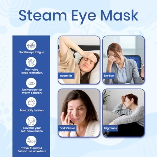 LANNA Heated Steam Eye Mask, Disposable 120 Minutes, Blue Unscented, 10 Pcs - Image 5