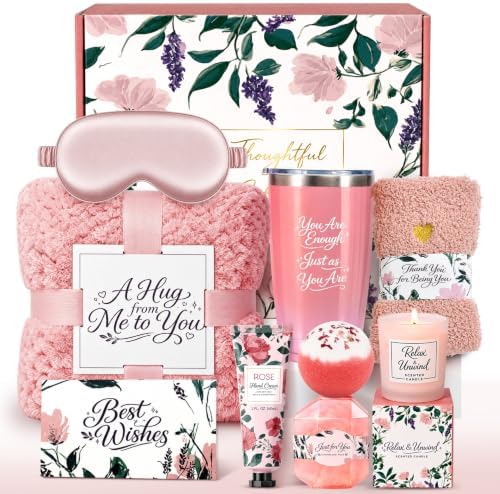 BodyRefresh Birthday Gifts for Women, 10-Piece Christmas Self Care Spa Gift Basket with Cozy Throw Blanket and 20oz Tumbler, Get Well Soon and Thinking of You Care Package for Mom Wife Sister Friend by BodyRefresh