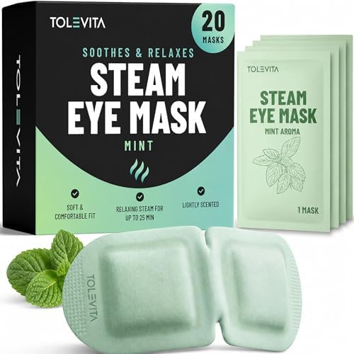 TOLEVITA Steam Eye Mask, 20 Pack Self-Heating Disposable Warm Eye Masks for Relaxation & Comfort (Mint) by TOLEVITA