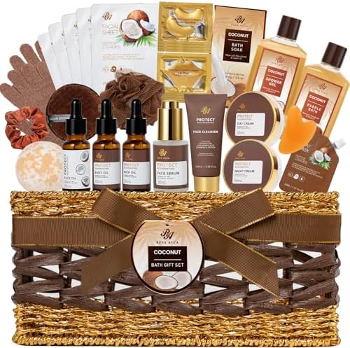 Gifts for Women & Men, 32 Pcs Coconut Vanilla Spa Gift Basket Set for Women by RAROSAACCA