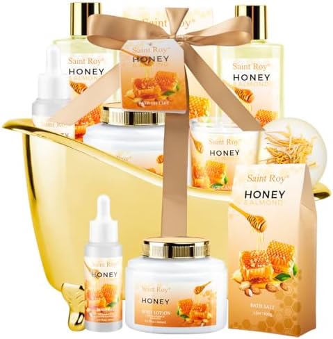 Shower kit gift Birthday Spa Gifts for Women & Men, Honey Almond Bath Gift by SaintRoy