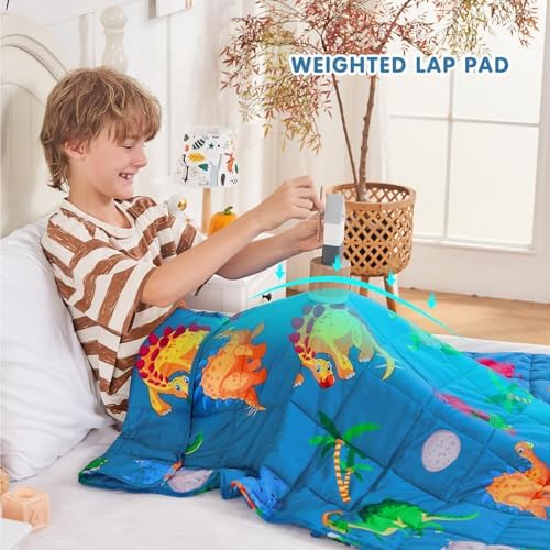 yescool Weighted Blanket 10 Pounds Cooling Weighted Lap Blanket, Dinosaur Heavy Blanket for Sleeping, Weighted Throw Blanket Gifts for 80-110lbs, 40" x60 - Image 2