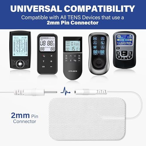 TENS Unit Electrode Pads, 10PCS 2"x 3.5" Large TENS Self-Adhesive Electrodes Pads Replacement with Plug 2.0mm for TENS Machine Massager, Reusable and Latex-Free - Image 7