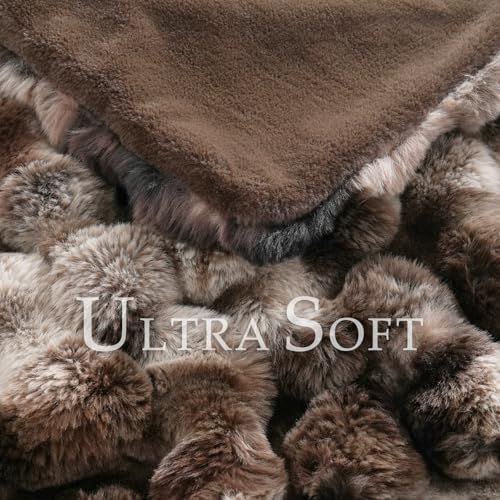 BENVWE Fluffy Faux Fur Throw Blanket for Couch, Soft Plush Thick Cozy Fuzzy Luxury Minky Bubble Blanket for Home Living Room Decor Gift for Women, Tie-dye Coffee, 50" x 60", 1100GSM - Image 3