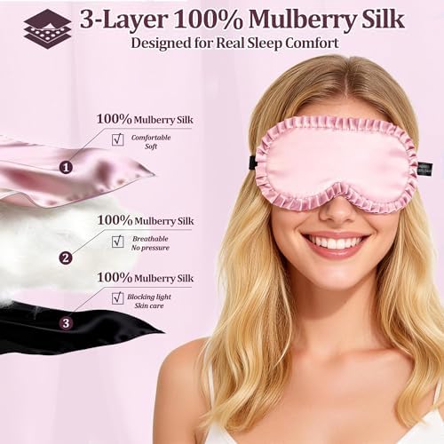 Silk Sleep Mask for Women, 100% Mulberry Silk Eye Mask for Sleeping - Image 2