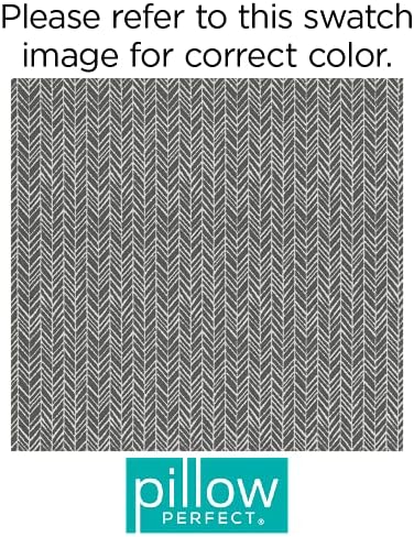 Pillow Perfect Outdoor/Indoor Herringbone Slate Seat Cushions, 18.5" x 18.5", Gray, 2 Pack - Image 3