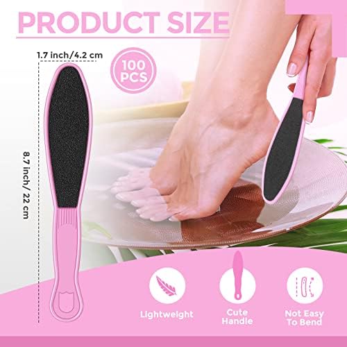 Minatee 100 Pcs Pedicure Foot File Double Sided Foot Sander Scraper, Pink - Image 2