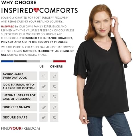Inspired Comforts Unisex Post Surgery & Rehab V Neck Dual Access Snap Shirt - Image 5