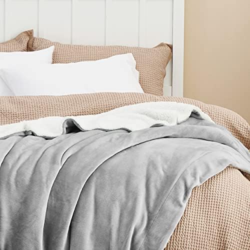 Bedsure GentleSoft Sherpa Fleece Throw Blanket for Couch, Non-Heated, Thick and Warm Throw for Women and Men, Soft Fuzzy Plush Blanket for Winter, Light Grey, 50x60 Inches - Image 4