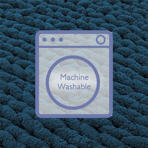 Bigacogo Chunky Knit Throw Blanket for Couch, 51x63 inches, Deep Sea Blue - Image 6