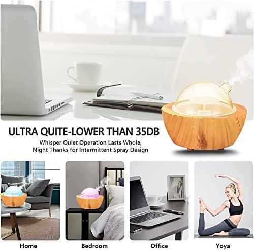 280ml Glass Essential Oil Diffuser Wood Grain Base Air Aroma Diffusers for Aromatherapy Cool Mist Humidifier with Safe Auto Shut-Off and 7 Color LED Night Lights for Home Office Room - Image 5
