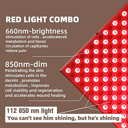LED-Red-Light-Therapy-Device - 45W LED Panel Deep 660nm and Near-Infrared 850nm Light Combo for Skin Beauty, Pain Relief of Muscles and Joints - Image 5