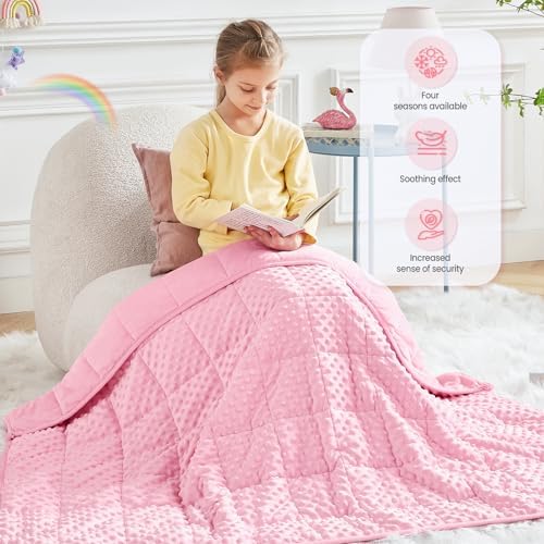 Weighted Blanket - 7 lbs Pink Minky Heavy Blanket - Small Size Breathable Lap Blanket(41"x60", 7 lbs) - Image 2