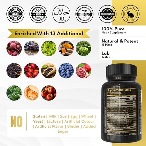 NAD+ Supplement 1530mg - Nicotinamide Riboside with Resveratrol 18 in 1 Herbal Supplement + Green Tea for Women & Men – Cellular Energy, Healthy Aging Support | 90 Vegan Capsules - Image 6