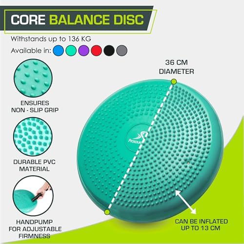 ProsourceFit Core Balance Disc, Inflatable Wobble Cushion with Hand Pump, Dual-Textured Non-Slip Surface for Core, Balance, and Stability Training, 14-inch - Image 3