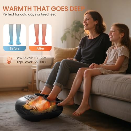 CILI Shiatsu Foot Massager with Heat, Electric Feet Massager Machine with Kneading Vibration and Compression, Detachable Washable Cover, Fits Up to Men Size 13, Relaxing Home Use - Image 2