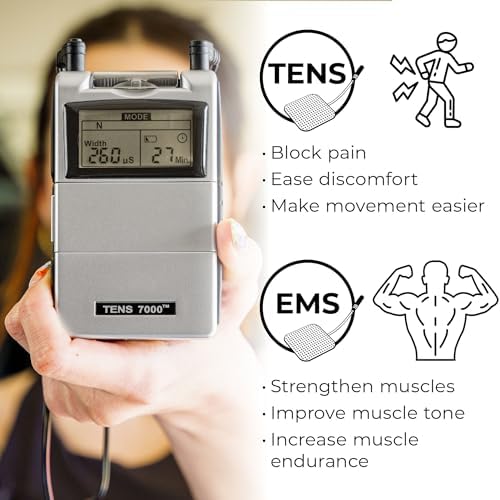 TENS 7000 Rechargeable Tens Unit Muscle Stimulator, EMS Muscle Stimulator, Back Pain Relief, 4 Electrodes/Unit Pads, Period Pain Simulator, Muscle Recovery & Growth, Stim Machine, Electrotherapy - Image 2